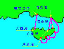 大崎上島の航路図
